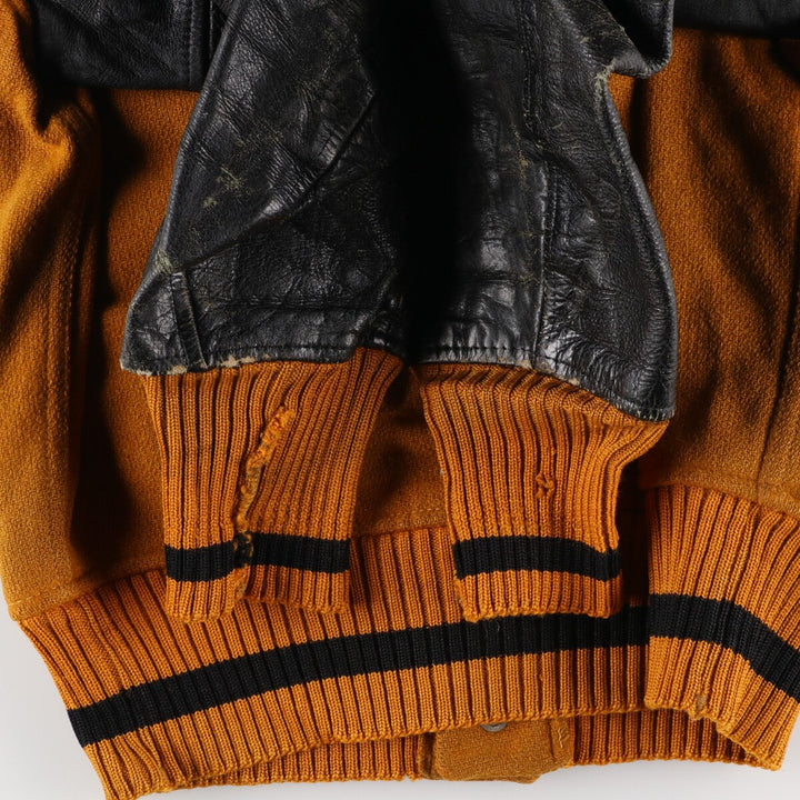 50s-60'S WOODS Leather Sleeve Wool Varsity Jacket Award Jacket Varsity Jacket Men's S Vintage /eaa388521