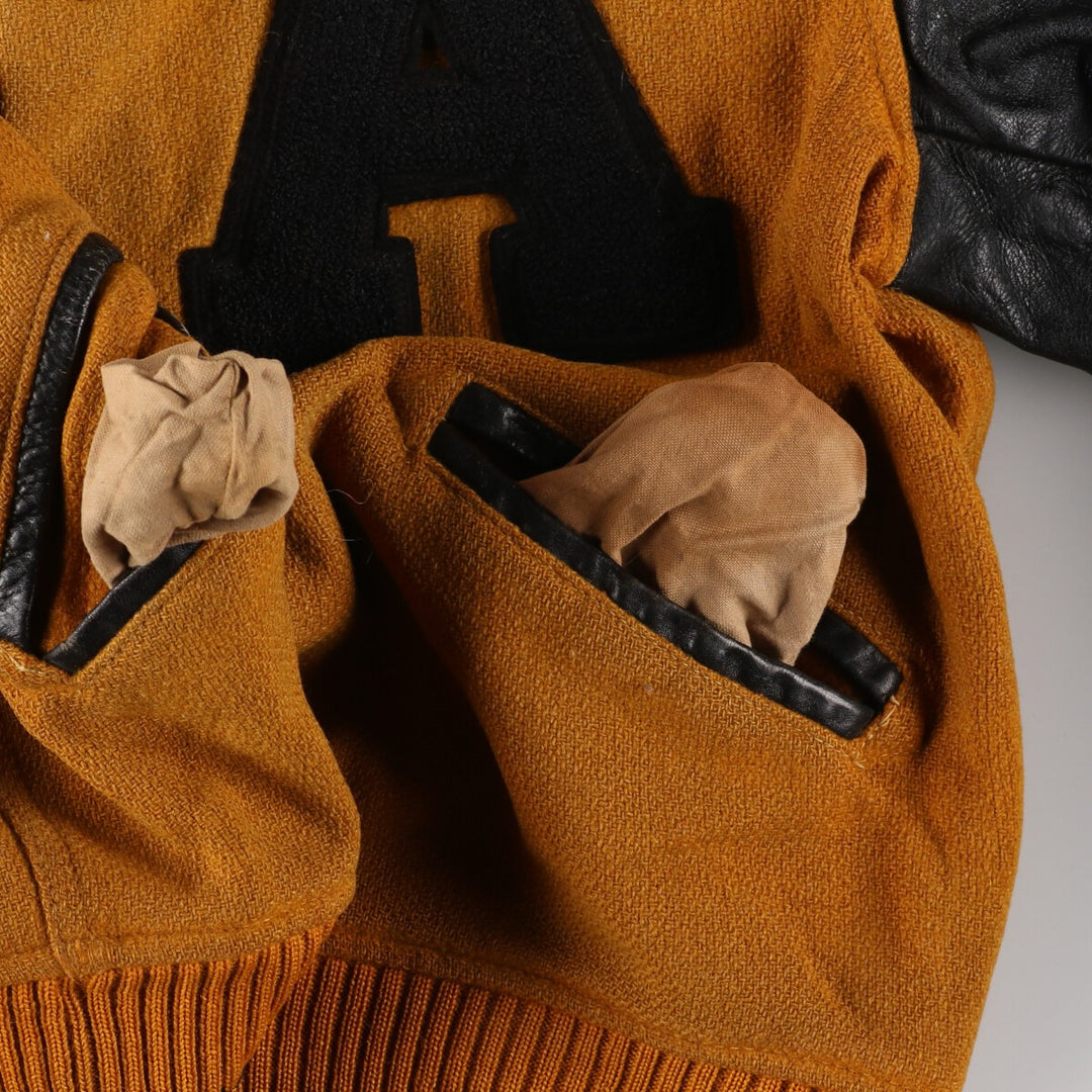 50s-60'S WOODS Leather Sleeve Wool Varsity Jacket Award Jacket Varsity Jacket Men's S Vintage /eaa388521