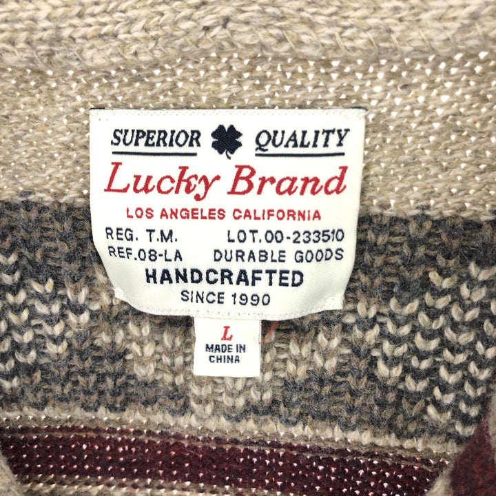 Lucky Brand Native Pattern Shawl Collar Wool Knit Cardigan Men's L /eaa388572