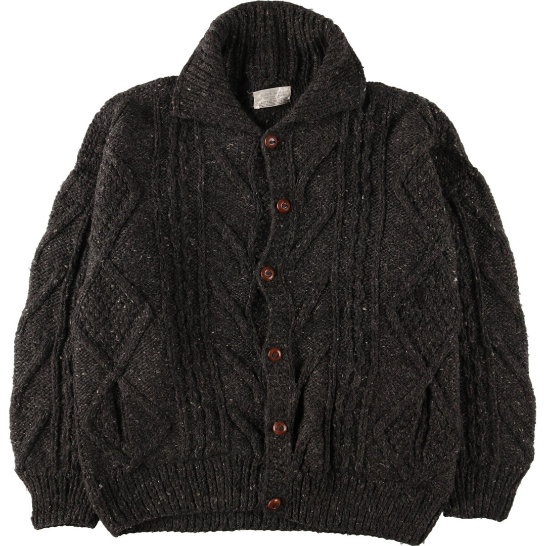 OTAVALO NATIVE AMERICAN Hand Knit Cable Knit Ecuadorian Knit Cardigan Men's XXL /eaa388664