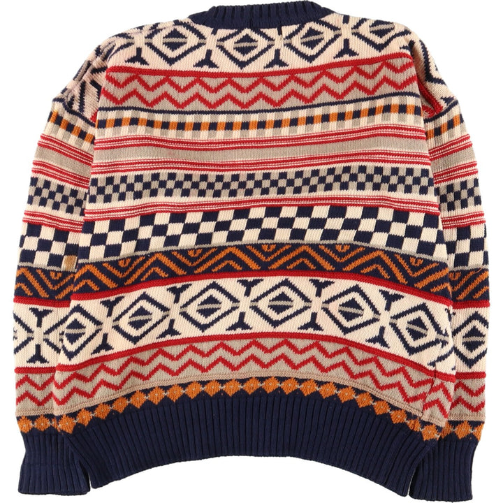 CLUB 901 All-over Fair Isle Pattern Cotton Knit Sweater Made in Scotland Women's L /eaa388805