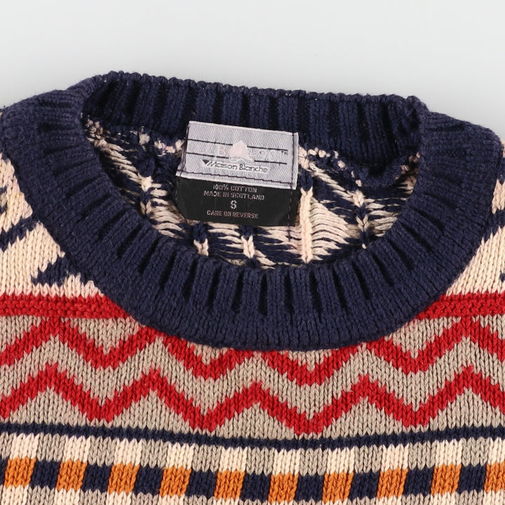 CLUB 901 All-over Fair Isle Pattern Cotton Knit Sweater Made in Scotland Women's L /eaa388805