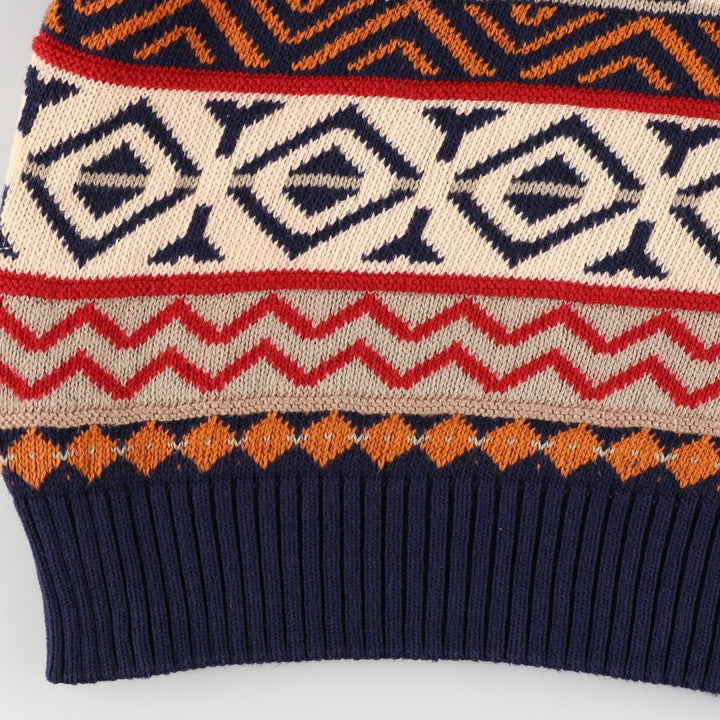 CLUB 901 All-over Fair Isle Pattern Cotton Knit Sweater Made in Scotland Women's L /eaa388805