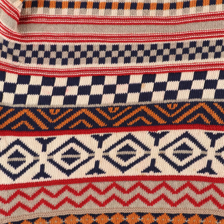 CLUB 901 All-over Fair Isle Pattern Cotton Knit Sweater Made in Scotland Women's L /eaa388805