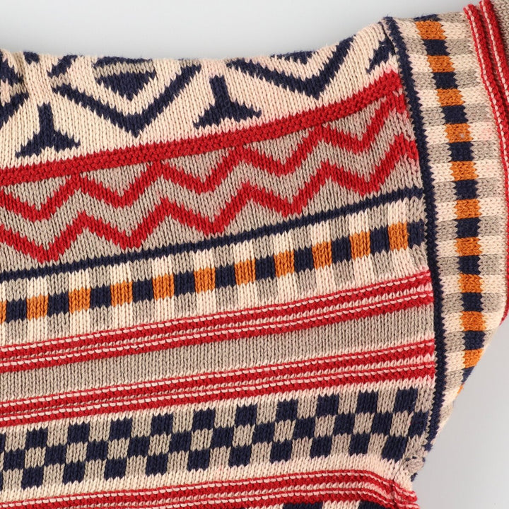 CLUB 901 All-over Fair Isle Pattern Cotton Knit Sweater Made in Scotland Women's L /eaa388805