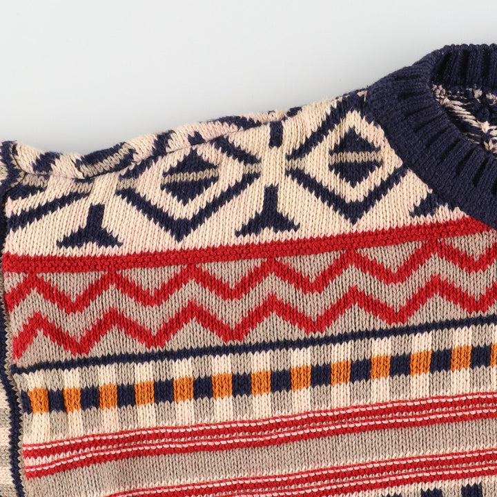 CLUB 901 All-over Fair Isle Pattern Cotton Knit Sweater Made in Scotland Women's L /eaa388805