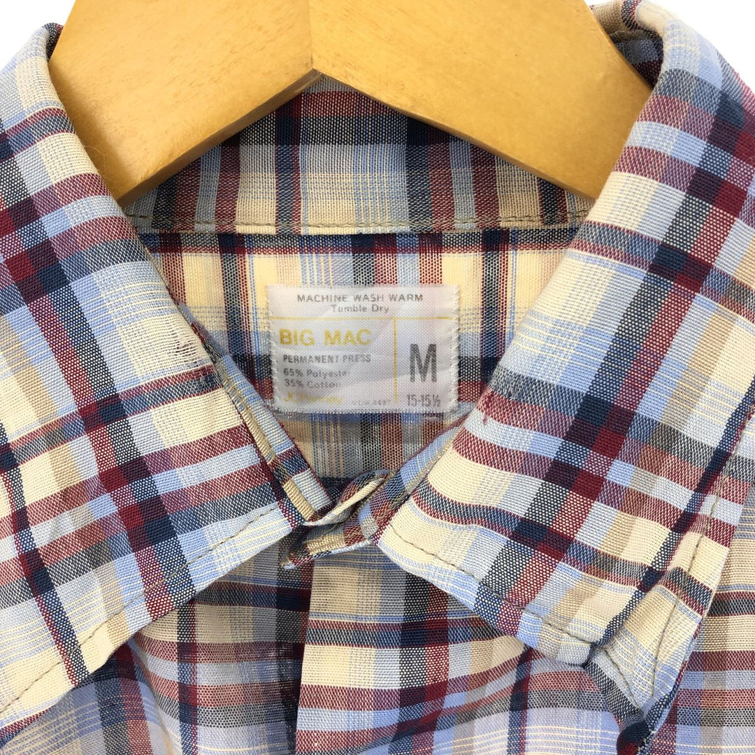 70'S JCPenney BIG MAC Long Sleeve Light Flannel Check Shirt Men's Medium Vintage /eaa388842