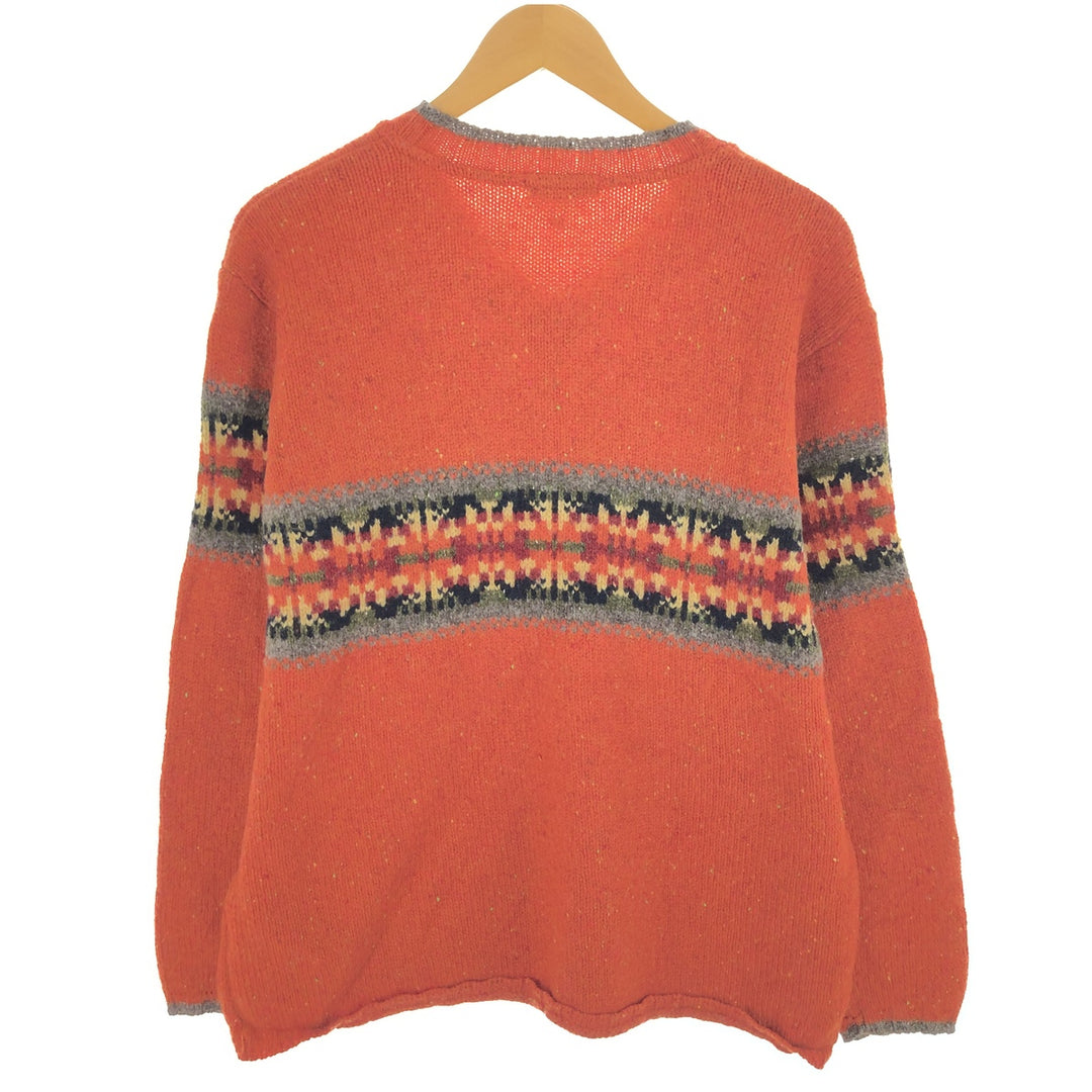 90'S Eddie Bauer all-over print V-neck wool knit sweater, made in the USA, men's size M, vintage / eaa389107