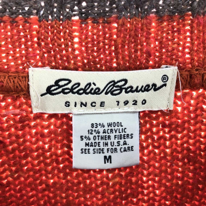 90'S Eddie Bauer all-over print V-neck wool knit sweater, made in the USA, men's size M, vintage / eaa389107