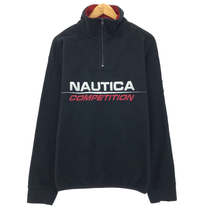 Vintage 90'S Nautica Half-Zip Fleece Pullover, Made in USA, Men's Size Medium polyester black type Vintage Second Hand