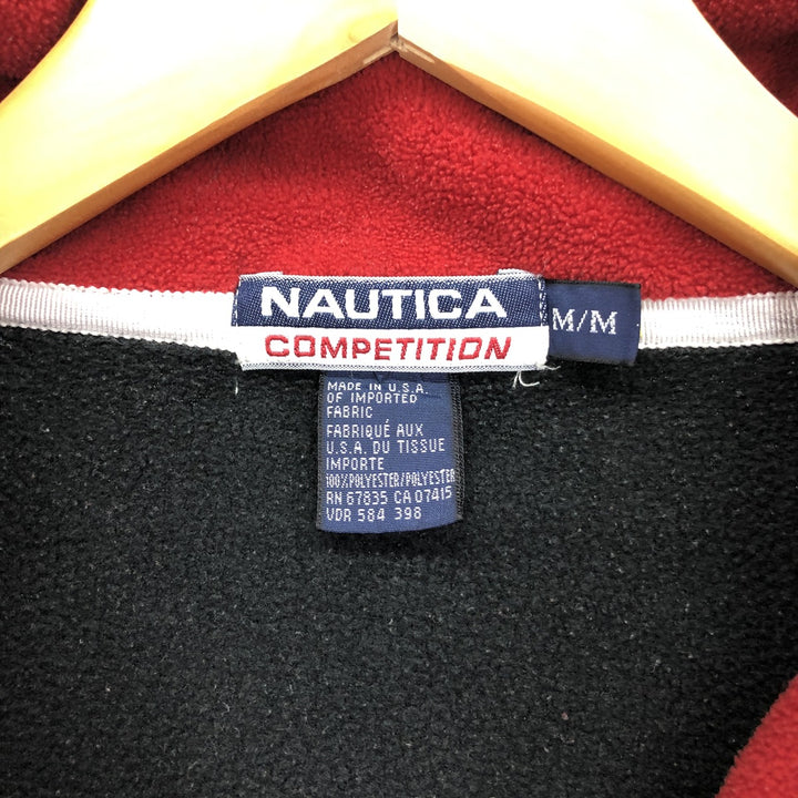 Vintage 90'S Nautica Half-Zip Fleece Pullover, Made in USA, Men's Size Medium polyester black type Vintage Second Hand