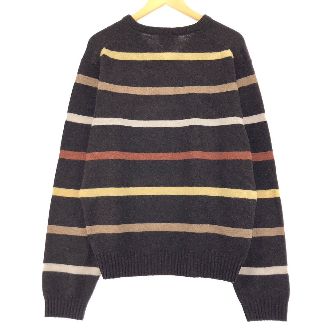 JOS A BANK Border Pattern V-neck wool knit sweater, men's size M /eaa389212