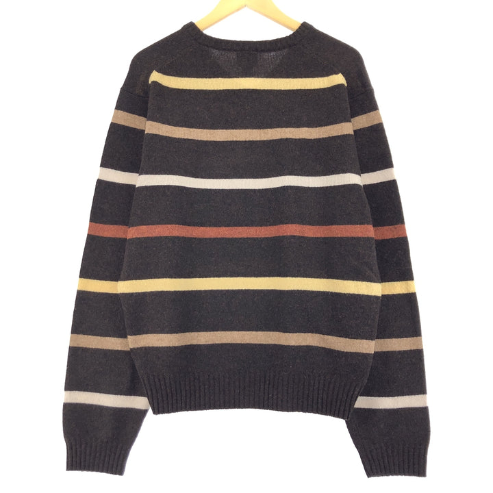 JOS A BANK Border Pattern V-neck wool knit sweater, men's size M /eaa389212