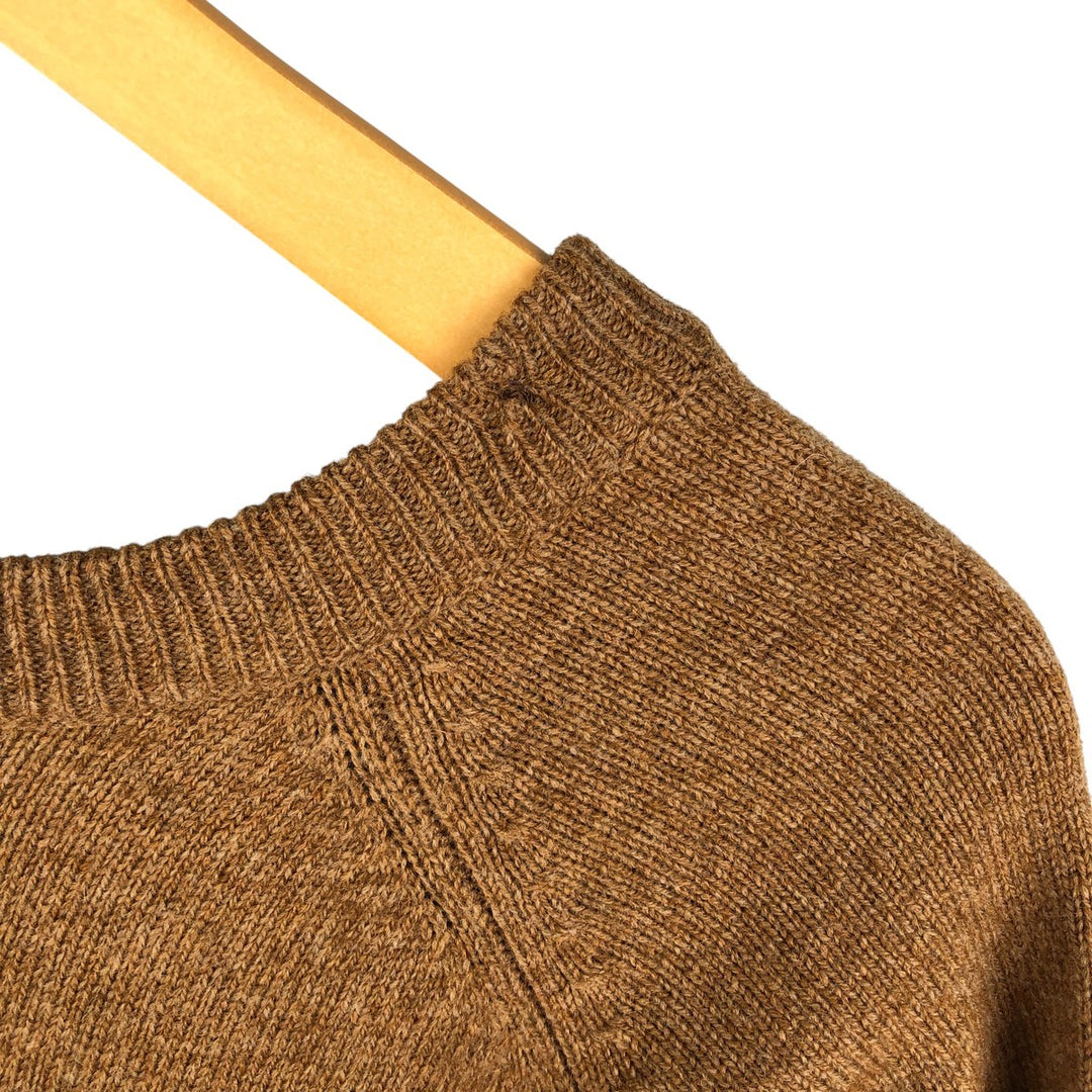 90s-00'S LLBean Lambswool Knit Sweater, Men's Size L, Vintage Lamb wool beige type brown Vintage Second Hand