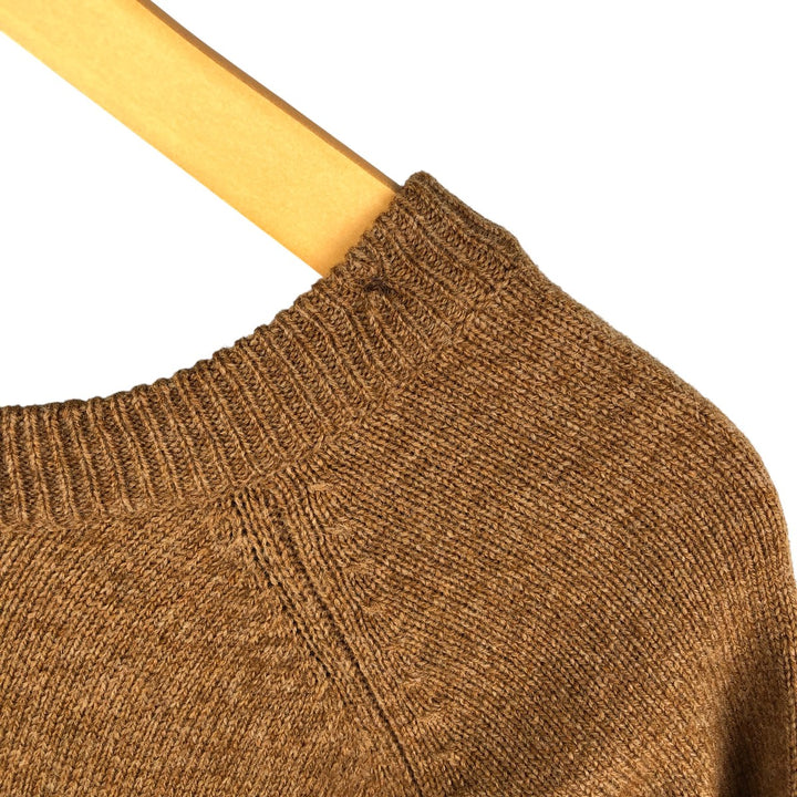 90s-00'S LLBean Lambswool Knit Sweater, Men's Size L, Vintage Lamb wool beige type brown Vintage Second Hand