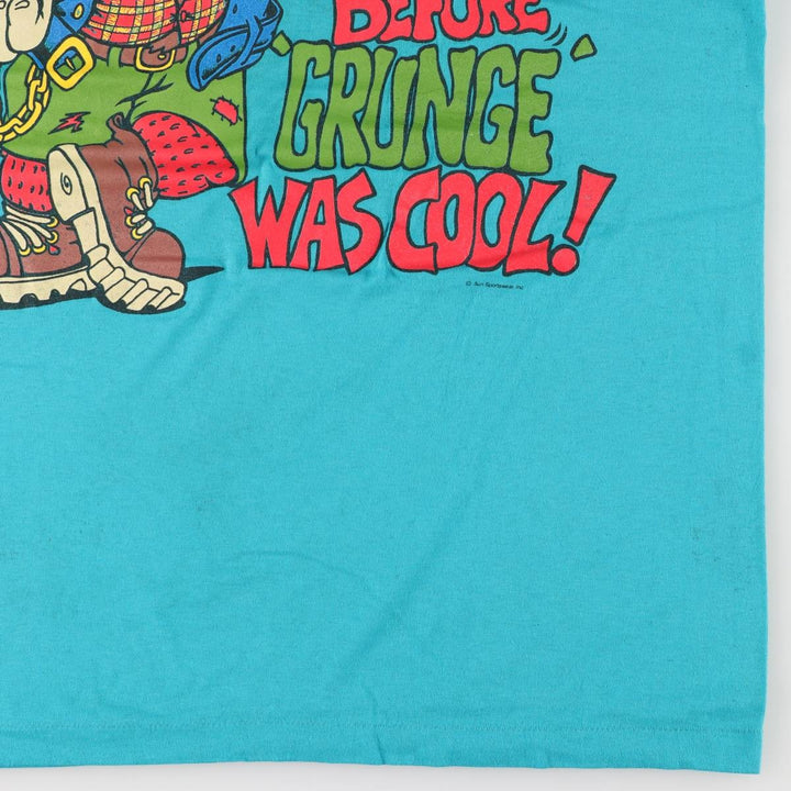 Hanes Message Print T-Shirt, Made in USA, Men's XL, Vintage cotton Emerald green Vintage Second Hand
