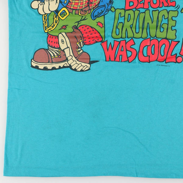 Hanes Message Print T-Shirt, Made in USA, Men's XL, Vintage cotton Emerald green Vintage Second Hand