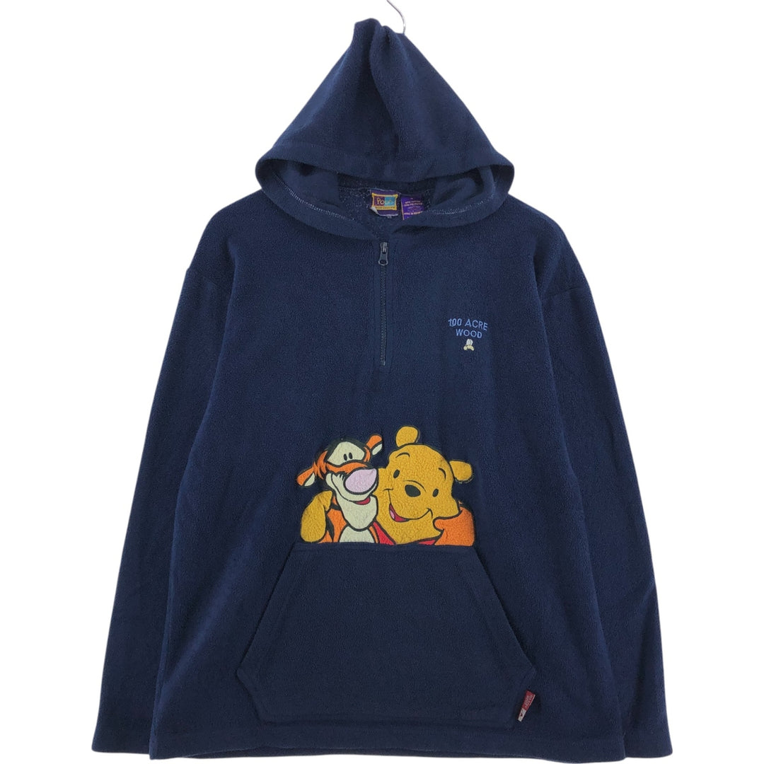 90'S POOH Winnie the Pooh Tigger Half Zip Fleece Pullover Hoodie Men's M Size Vintage /eaa389347