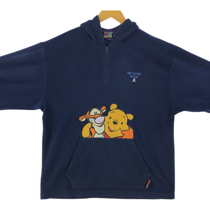 90'S POOH Winnie the Pooh Tigger Half Zip Fleece Pullover Hoodie Men's M Size Vintage /eaa389347