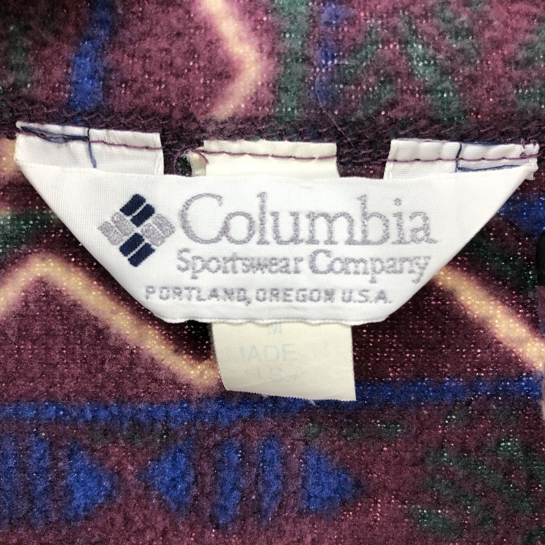 90'S Columbia White Tag All-Over Print Half-Zip Fleece Pullover Made in USA Men's M Size Vintage /eaa389350