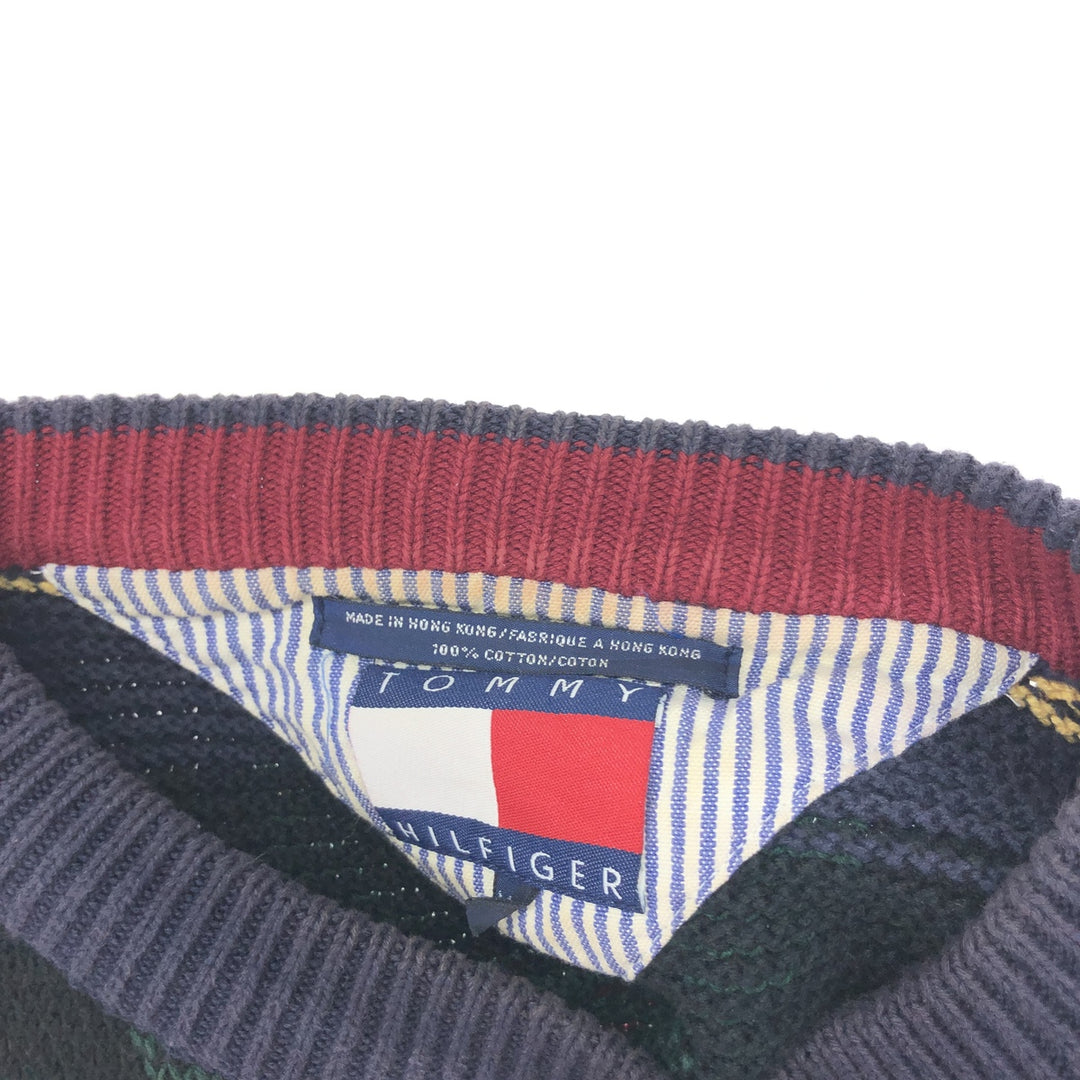 90s~ Tommy Hilfiger Check Pattern Cotton Knit Sweater Men's M Size Vintage / eaa389453