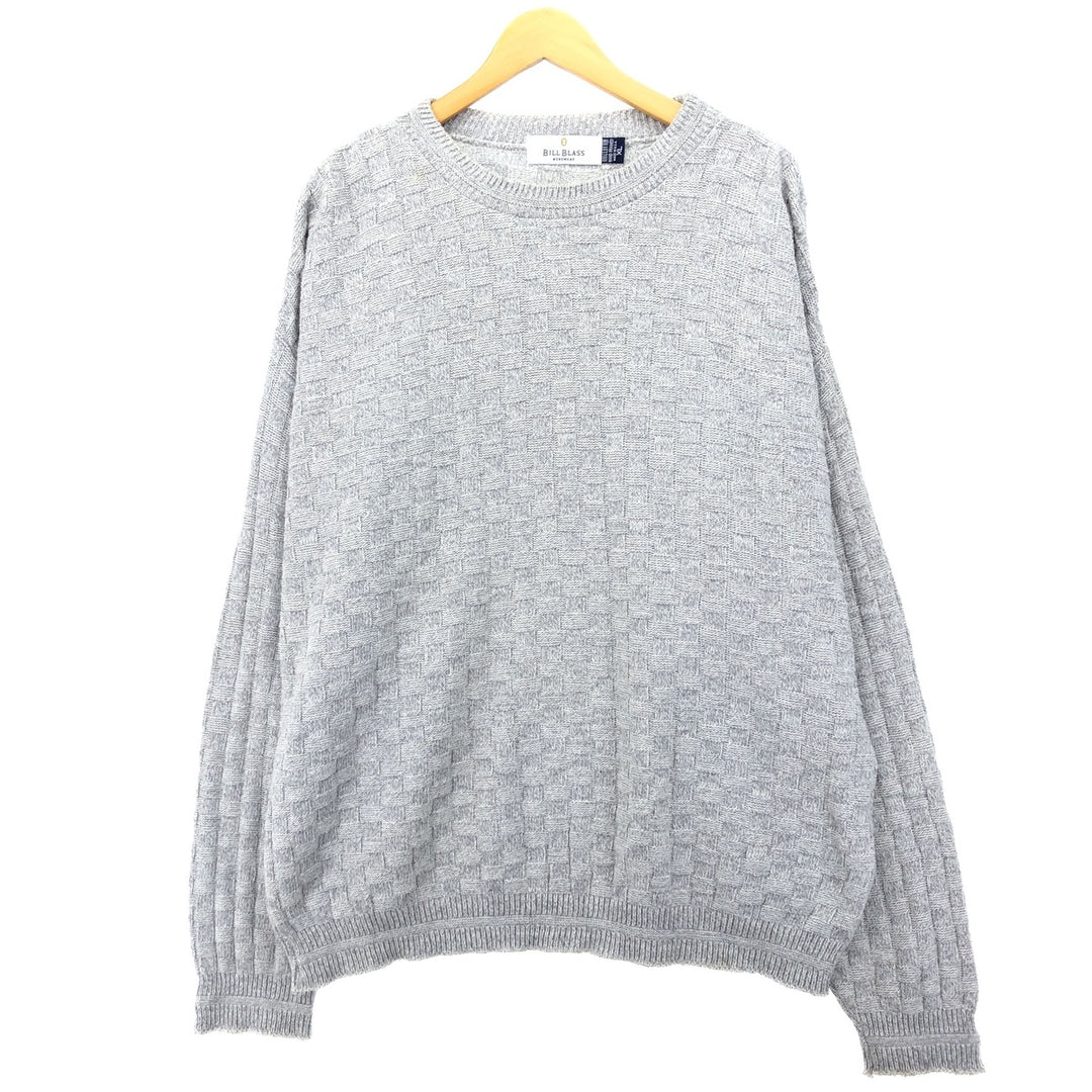 BILL BLASS Cotton Knit Sweater, Made in USA, Men's XL cotton gray type Vintage Second Hand