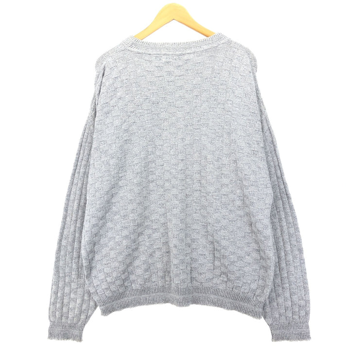 BILL BLASS Cotton Knit Sweater, Made in USA, Men's XL cotton gray type Vintage Second Hand
