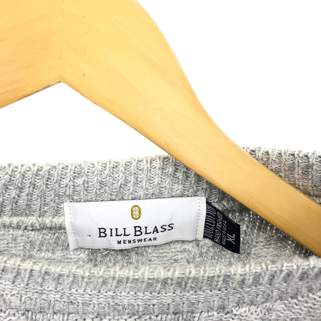 BILL BLASS Cotton Knit Sweater, Made in USA, Men's XL cotton gray type Vintage Second Hand