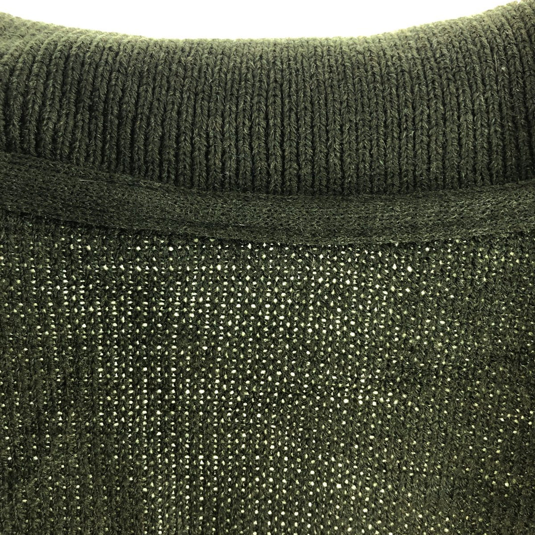 Collared knit cardigan, men's size M unclear Green type dark green Vintage Second Hand