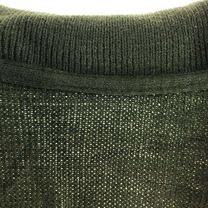 Collared knit cardigan, men's size M unclear Green type dark green Vintage Second Hand