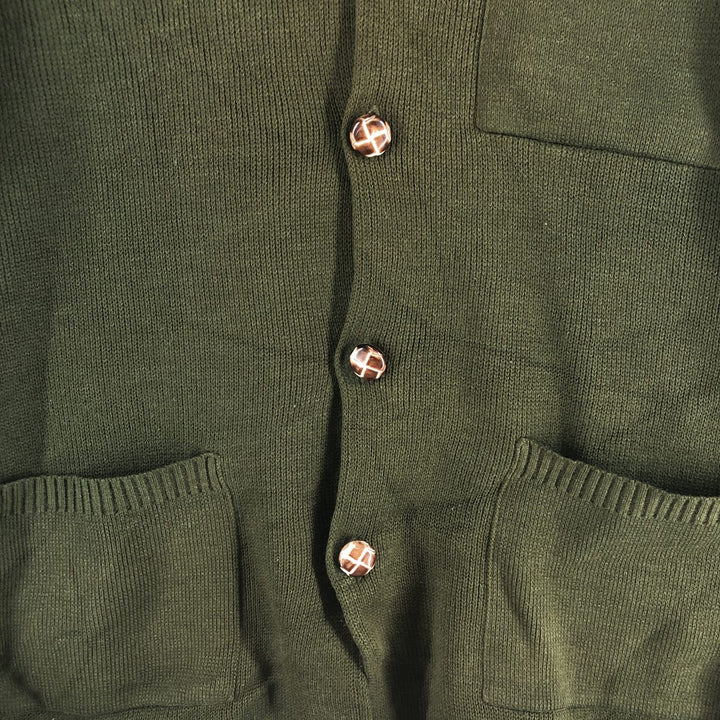 Collared knit cardigan, men's size M unclear Green type dark green Vintage Second Hand