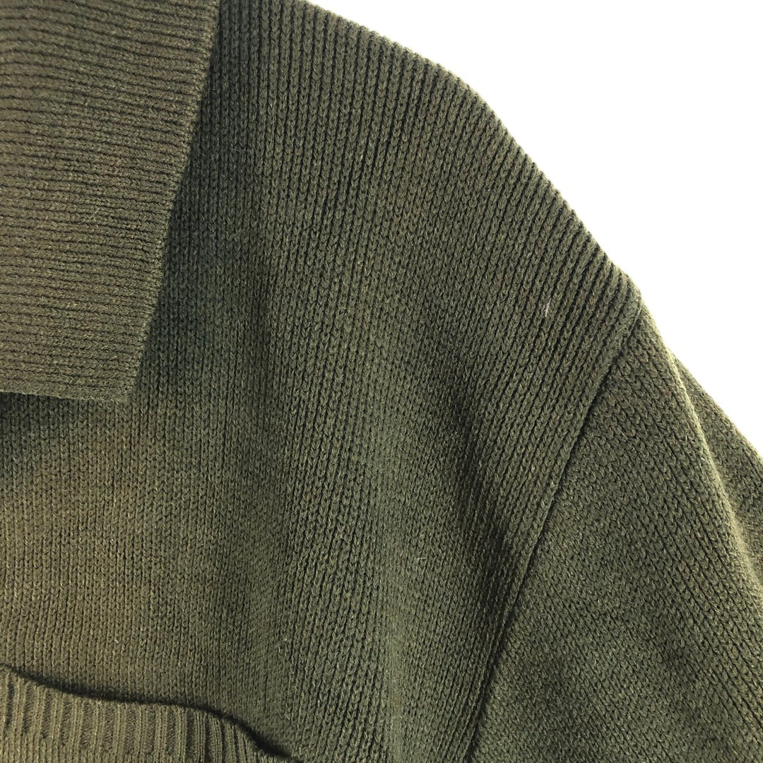 Collared knit cardigan, men's size M unclear Green type dark green Vintage Second Hand