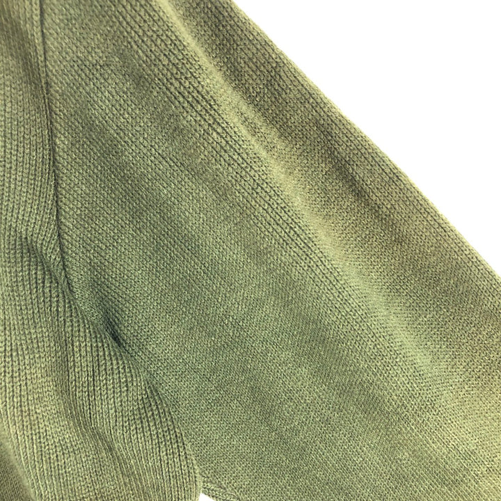 Collared knit cardigan, men's size M unclear Green type dark green Vintage Second Hand