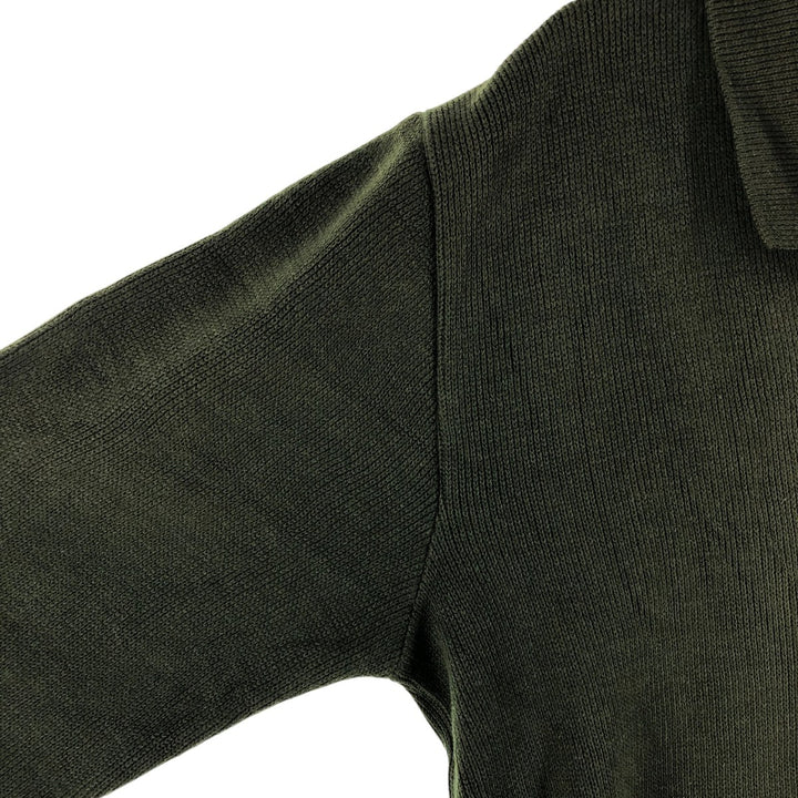 Collared knit cardigan, men's size M unclear Green type dark green Vintage Second Hand