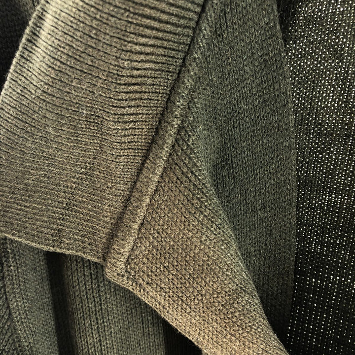 Collared knit cardigan, men's size M unclear Green type dark green Vintage Second Hand