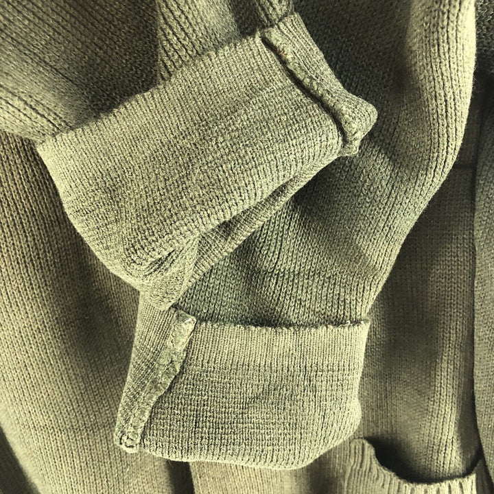 Collared knit cardigan, men's size M unclear Green type dark green Vintage Second Hand