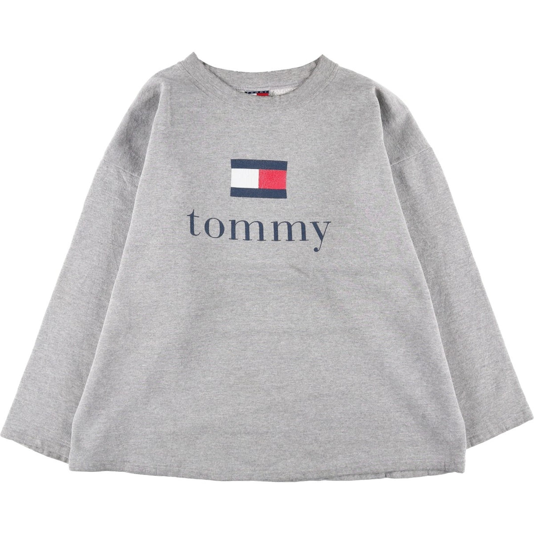 1990'S Tommy Hilfiger Logo Sweatshirt, Women's Size XL (approx.), Vintage cotton gray type Vintage Second Hand