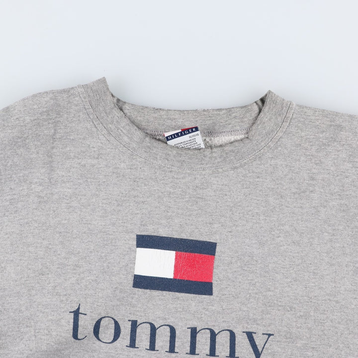 1990'S Tommy Hilfiger Logo Sweatshirt, Women's Size XL (approx.), Vintage cotton gray type Vintage Second Hand