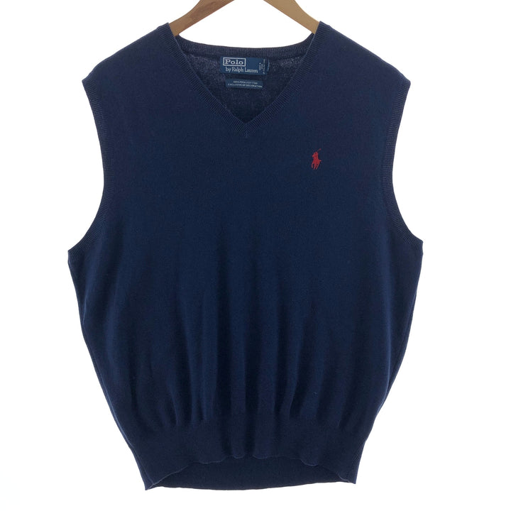 Ralph Lauren POLO by Ralph Lauren V-neck Pima cotton knit vest, men's L size / eaa390044