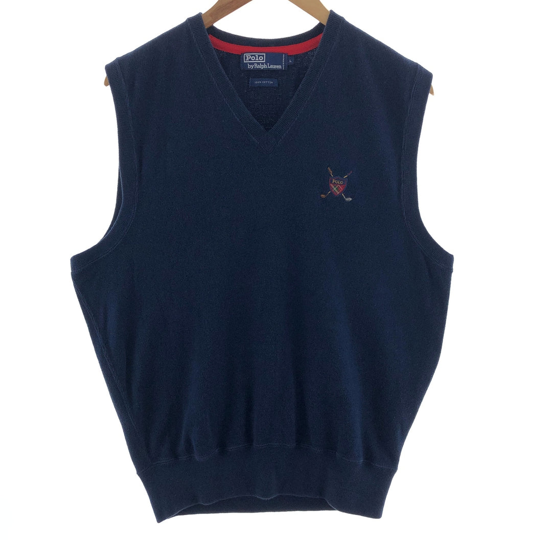 Ralph Lauren POLO by Ralph Lauren V-neck cotton knit vest, men's size L / eaa390061