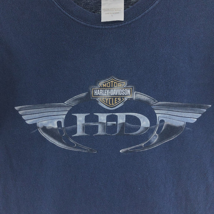 00'S Harley-Davidson HANES Motorcycle Bike T-shirt Made in USA Men's L /eaa390123