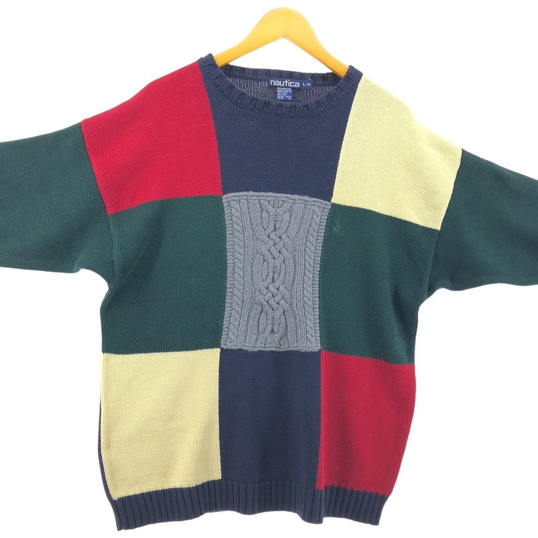 90'S NAUTICA Cable Knit Cotton Sweater Men's Size L Vintage /eaa390259