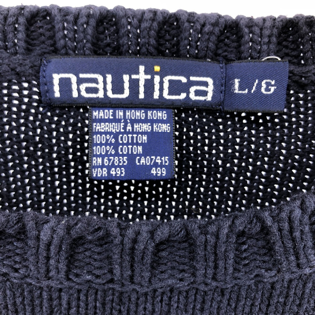 90'S NAUTICA Cable Knit Cotton Sweater Men's Size L Vintage /eaa390259