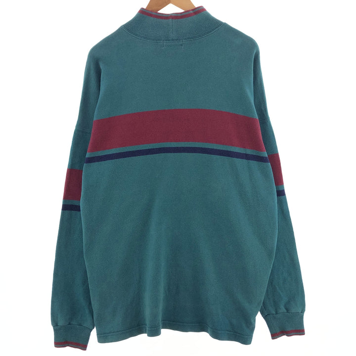 80s-90'S LLBean High Neck Long T-Shirt, Made in USA, Men's XL, Vintage cotton green type Vintage Second Hand