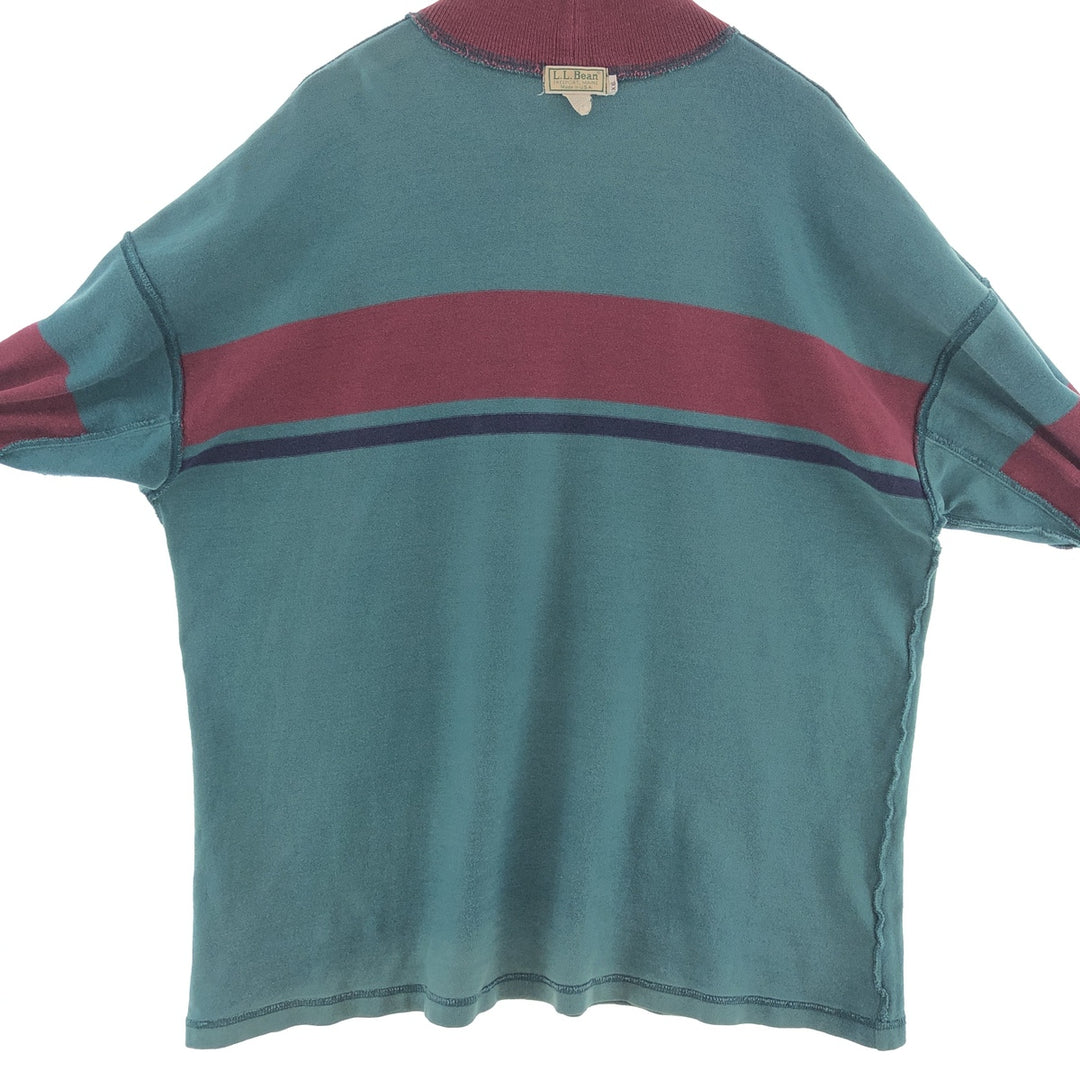80s-90'S LLBean High Neck Long T-Shirt, Made in USA, Men's XL, Vintage cotton green type Vintage Second Hand