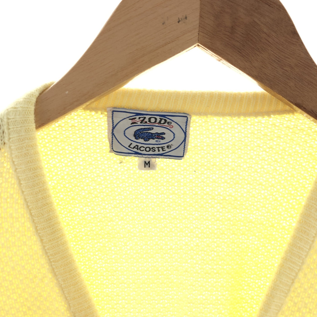 80'S Lacoste V-neck cotton knit sweater made in USA, men's size M, vintage / eaa390301