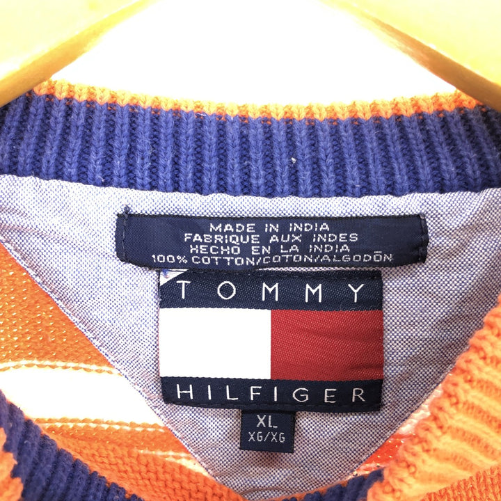 90'S ~ Tommy Hilfiger TOMMY HILFIGER Striped Pattern Cotton Knit Sweater Men's XL Size Vintage / eaa390309