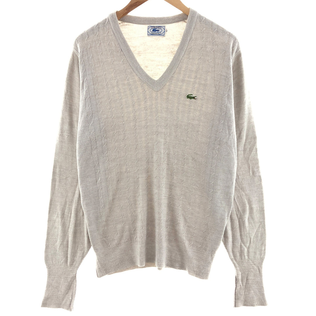 80'S Lacoste V-neck cotton knit sweater, men's size L, vintage / eaa390313