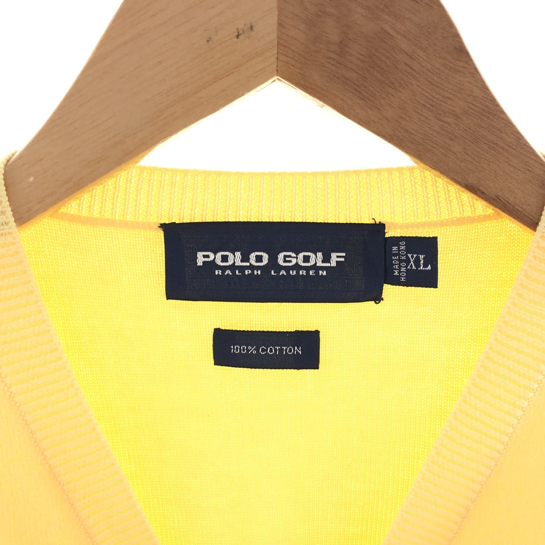 Ralph Lauren POLO GOLF V-neck cotton knit vest, men's XL /eaa390324