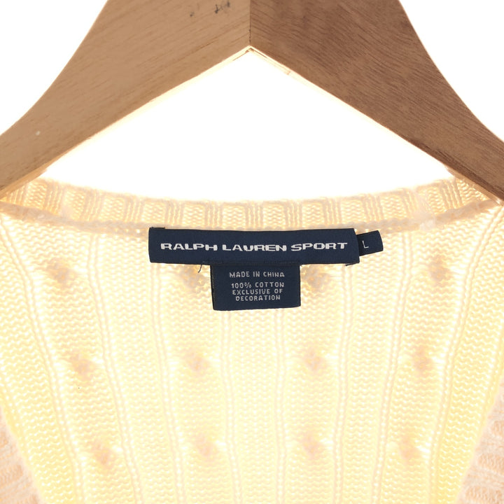 Ralph Lauren RALPH LAUREN SPORT Cable knit V-neck cotton knit sweater Women's size L / eaa390354